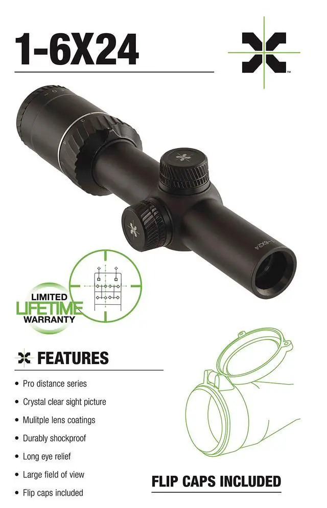Alt view image 4 of 4 - Optics 1-6x24mm Tactical Rifle Scope, Black, One Size