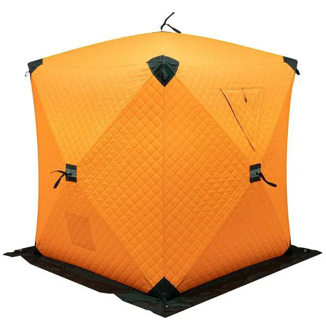 Alt view image 4 of 7 - Pop-Up Ice Fishing Tent,1 to 2 Persons Portable Hub-Style Shelter with Waterproof Oxford Fabric, Includes Anchors, Ropes & Carry Bag,Insulated Ice Shanty House for Winter Fishing