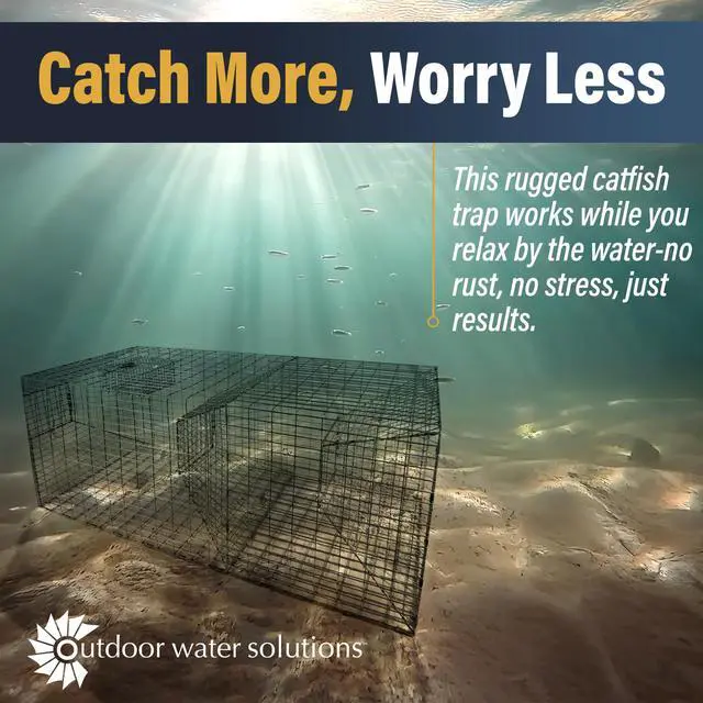 Alt view image 3 of 7 - Catfish Trap 20"x54" Galvanized Wire Fishing Trap with Dual Entry & Built-in Bait Box Durable, Maintenance-Free Design