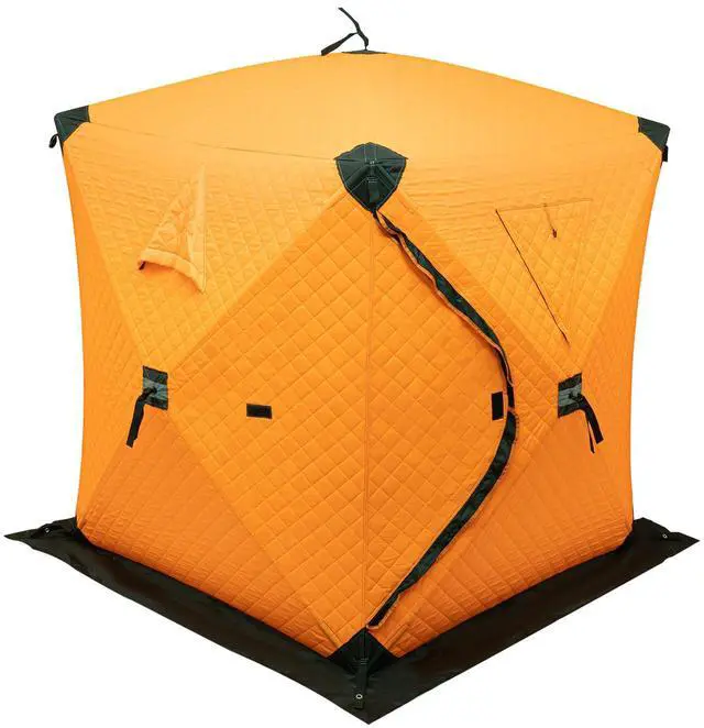 Main image of Insulated Tent, 57x57x65in Pop-Up Ice Fishing Tent Portable Insulated Tents for Camping with Windproof Ropes/Ice Anchors, 210d Oxford Cloth, Portable 1-2 Person Ice Shanty for Winter Fishing