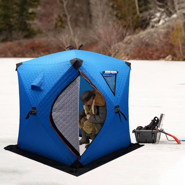 Main image of Bepritm Portable Pop-Up Ice Fishing Shelter, Insulated Ice Fishing Tent w/Ice Anchors & Windproof Ropes & Handbag, Freestanding Thermal ICES Fishing Tent for 1-2 Man