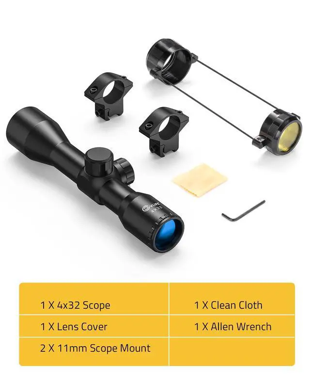 Alt view image 6 of 6 - 4x32 Compact Rifle Scope - 1 inch Tube Scope Optics Hunting Scope with Mounts
