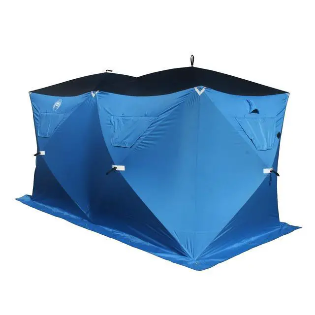 Alt view image 3 of 6 - 6 Person Portable Ice Fishing Shelter with 2 Big Doors-Diamond Door Guard System Ice Fishing Camping Tent