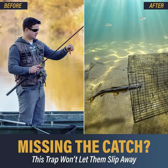Alt view image 5 of 7 - Catfish Trap 20"x54" Galvanized Wire Fishing Trap with Dual Entry & Built-in Bait Box Durable, Maintenance-Free Design
