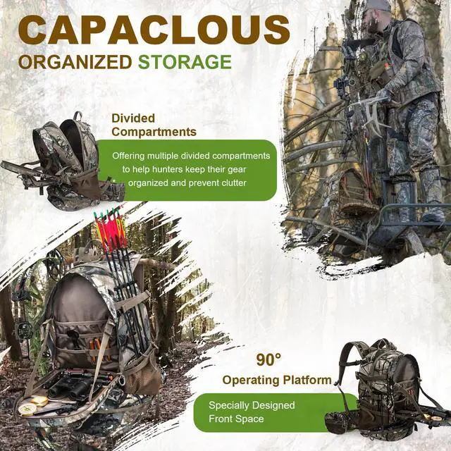 Main image of Hunting Backpack, Durable Camo Hunting Packs for Men, Large Capacity Hunting Day Pack for Rifle Bow Gun
