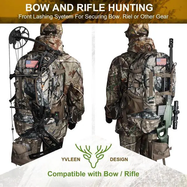 Alt view image 6 of 6 - Hunting Backpack, Durable Camo Hunting Packs for Men, Large Capacity Hunting Day Pack for Rifle Bow Gun