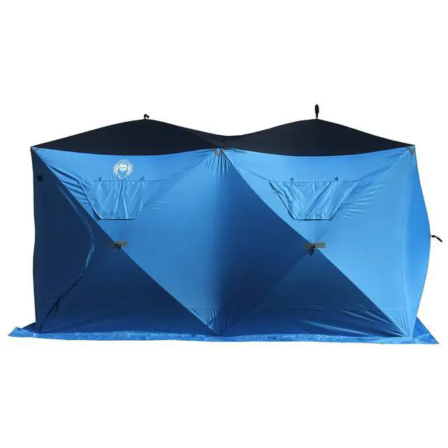 Alt view image 2 of 6 - 6 Person Portable Ice Fishing Shelter with 2 Big Doors-Diamond Door Guard System Ice Fishing Camping Tent