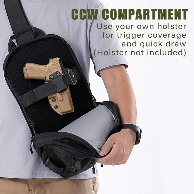 Alt view image 2 of 7 - Concealed Carry Bag for Men & Women - CCW Sling Bag, Tactical Crossbody/Cross Body EDC Holster Bags for Pistol/Gun - Ideal for Trigger Coverage & Quick Draw Access