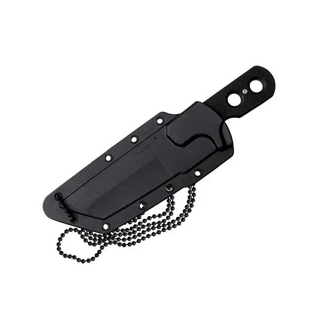 Alt view image 4 of 5 - Mini Tac Tanto 3.75" AUS8A Razor-Sharp Blade 3" Griv-Ex Handle Tactical Fixed Blade Neck Knife w/Secure-Ex Sheath