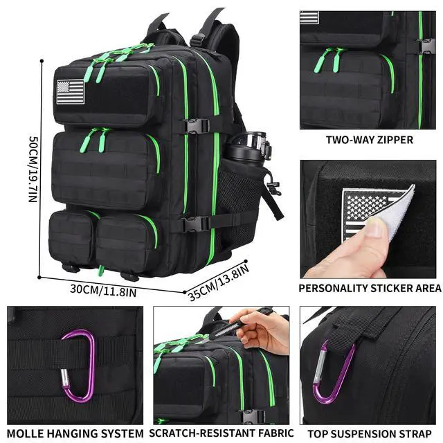 Alt view image 5 of 7 - 55L Tactical Backpack Heavy Duty Military Rucksack Molle Backpack 3 Day Assault Pack for Work Outdoors