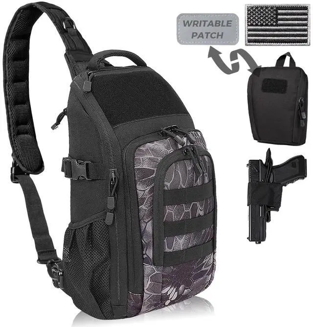 Main image of DBTAC Tactical Personal Defense EDC Bags & Packs | 10L Military Shoulder Backpack with Sling for Concealed Carry, Range, Travel, Hiking, Outdoor Sports (Black Obsidiann)