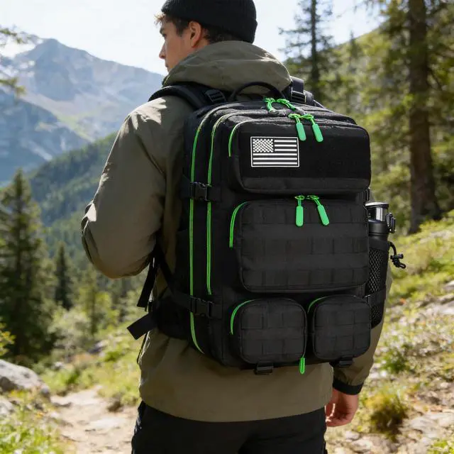 Alt view image 7 of 7 - 55L Tactical Backpack Heavy Duty Military Rucksack Molle Backpack 3 Day Assault Pack for Work Outdoors