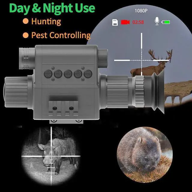 Alt view image 3 of 6 - Night Vision Rifle Scope Night Vision Instrument 5X Digital Magnification 1080P Camera 940nm Infrared Telescope with 50mm Large Aperture Lens ForOutdoor Night Hunting,Camping,Fishing