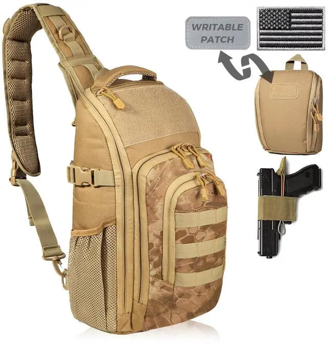 Main image of DBTAC Tactical Personal Defense EDC Bags & Packs | 10L Military Shoulder Backpack with Sling for Concealed Carry, Range, Travel, Hiking, Outdoor Sports (Brown Apatite)