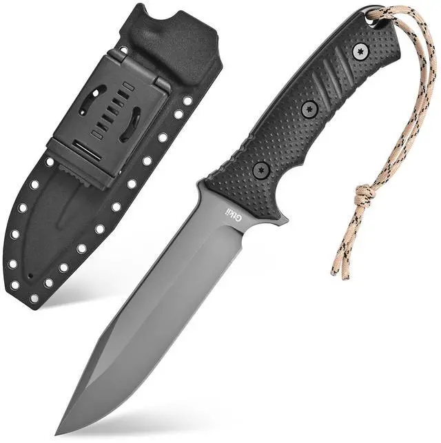 Main image of GTK2 Fixed Blade Knife AUS-10 Steel Blade Nylon Fiberglass Handle Full Tang EDC Tool Knifes for Outdoor Camping Survival Adventure Bushcraft (black)