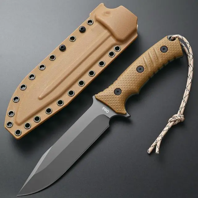 Alt view image 2 of 7 - GTK2 Fixed Blade Knife AUS-10 Steel Blade Nylon Fiberglass Handle Full Tang EDC Tool Knifes for Outdoor Camping Survival Adventure Bushcraft (brown)