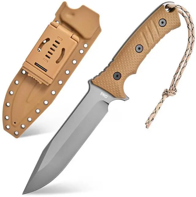 Main image of GTK2 Fixed Blade Knife AUS-10 Steel Blade Nylon Fiberglass Handle Full Tang EDC Tool Knifes for Outdoor Camping Survival Adventure Bushcraft (brown)