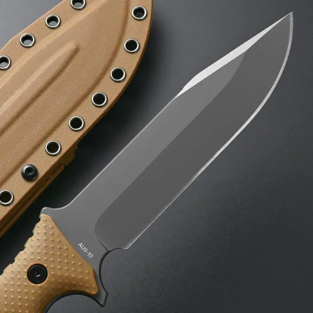 Alt view image 4 of 7 - GTK2 Fixed Blade Knife AUS-10 Steel Blade Nylon Fiberglass Handle Full Tang EDC Tool Knifes for Outdoor Camping Survival Adventure Bushcraft (brown)