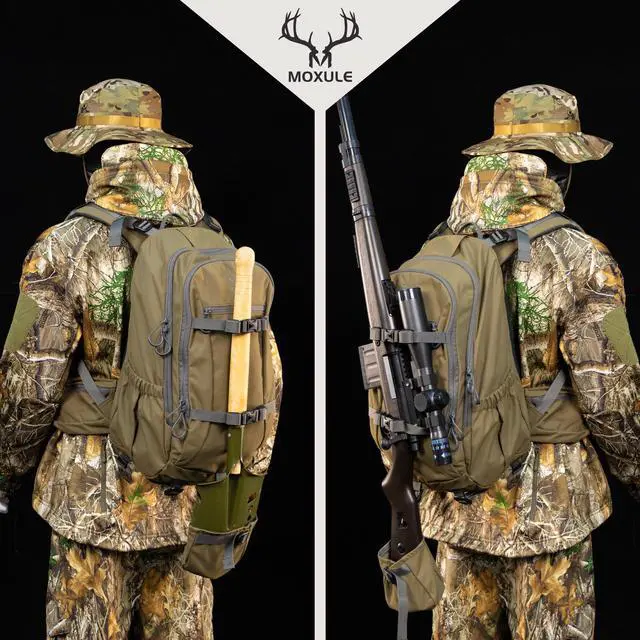 Alt view image 5 of 6 - Hunting Backpack Waterproof Pack: 25L Hunting Gear with Rain Cover,Hunting Day Pack with Rifle Bow Gun Holder (Green)