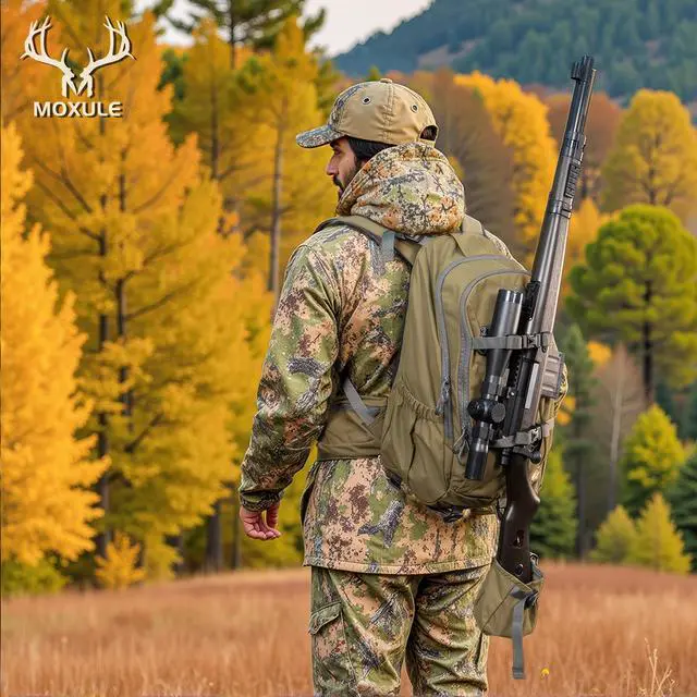 Alt view image 6 of 6 - Hunting Backpack Waterproof Pack: 25L Hunting Gear with Rain Cover,Hunting Day Pack with Rifle Bow Gun Holder (Green)