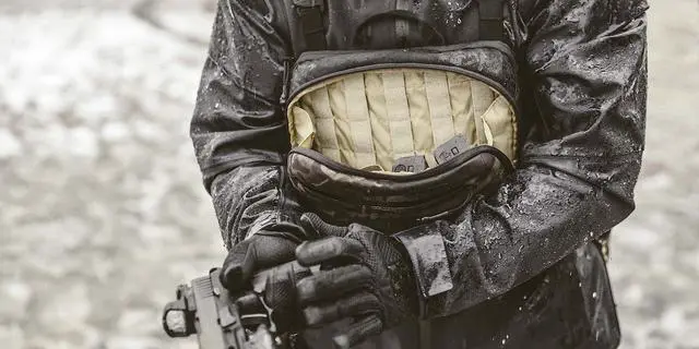 Alt view image 5 of 6 - Tactical Pocketed Low Key Chest Rig, One Size, Multicam Black