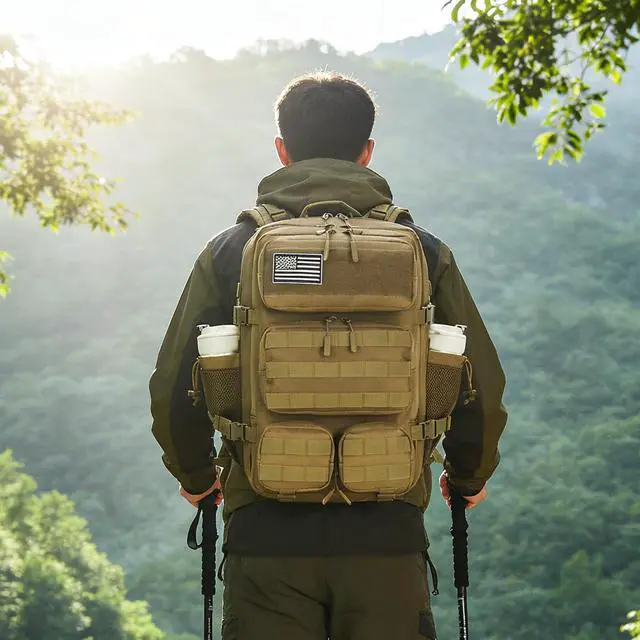 Alt view image 7 of 7 - 55L Tactical Backpack Heavy Duty Military Rucksack Molle Backpack 3 Day Assault Pack for Work Outdoors