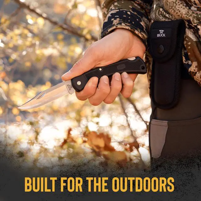Alt view image 5 of 7 - 110 Folding Hunter LT Knife, 3-3/4" Blade, Lockback Design, Nylon Handle, 420HC Stainless Steel Clip Point Blade, Sheath Included, Hunting Knife Made in the USA, 3.2 oz