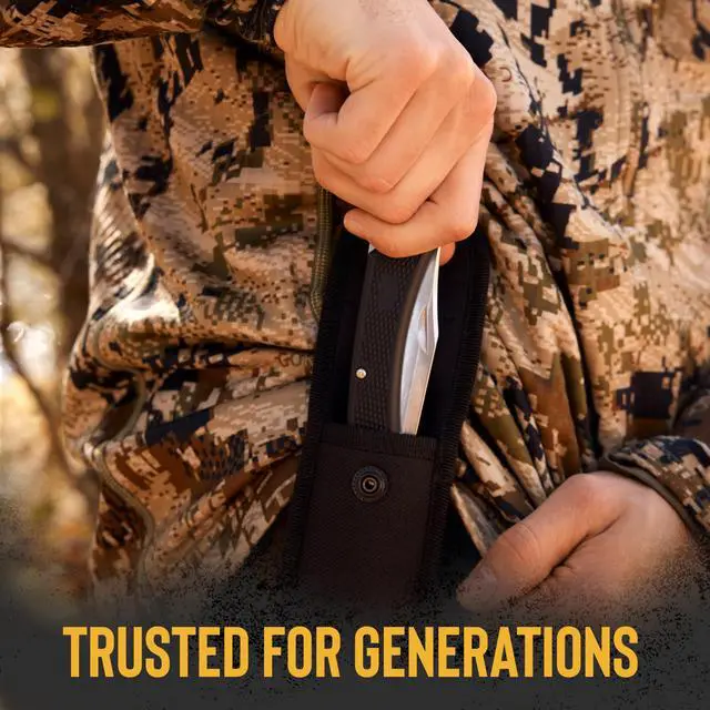 Alt view image 7 of 7 - 110 Folding Hunter LT Knife, 3-3/4" Blade, Lockback Design, Nylon Handle, 420HC Stainless Steel Clip Point Blade, Sheath Included, Hunting Knife Made in the USA, 3.2 oz