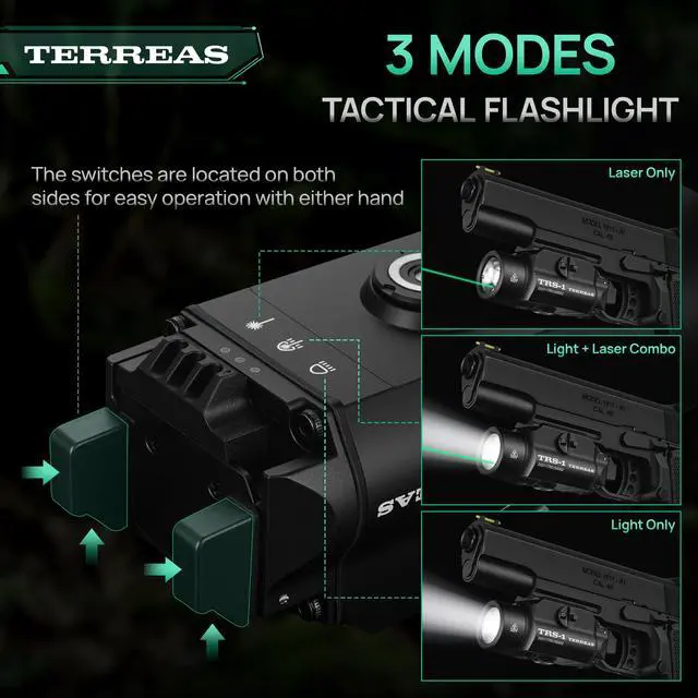 Alt view image 4 of 7 - Upgraded 2000 Lumens Magnetic Rechargeable Weapon Light & Green Laser Combo, Aluminum Alloy Tactical Flashlight with Adjustable Rail, Strobe Mode, Fits Most Picatinny/GL Rail & Holsters
