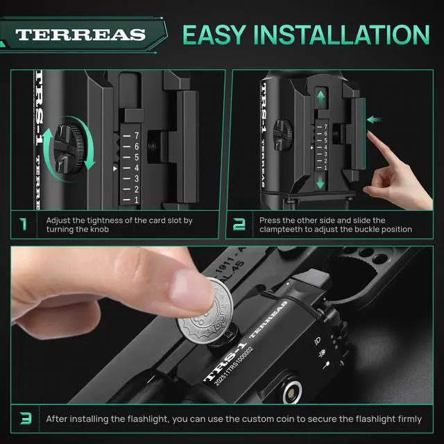 Alt view image 5 of 7 - Upgraded 2000 Lumens Magnetic Rechargeable Weapon Light & Green Laser Combo, Aluminum Alloy Tactical Flashlight with Adjustable Rail, Strobe Mode, Fits Most Picatinny/GL Rail & Holsters
