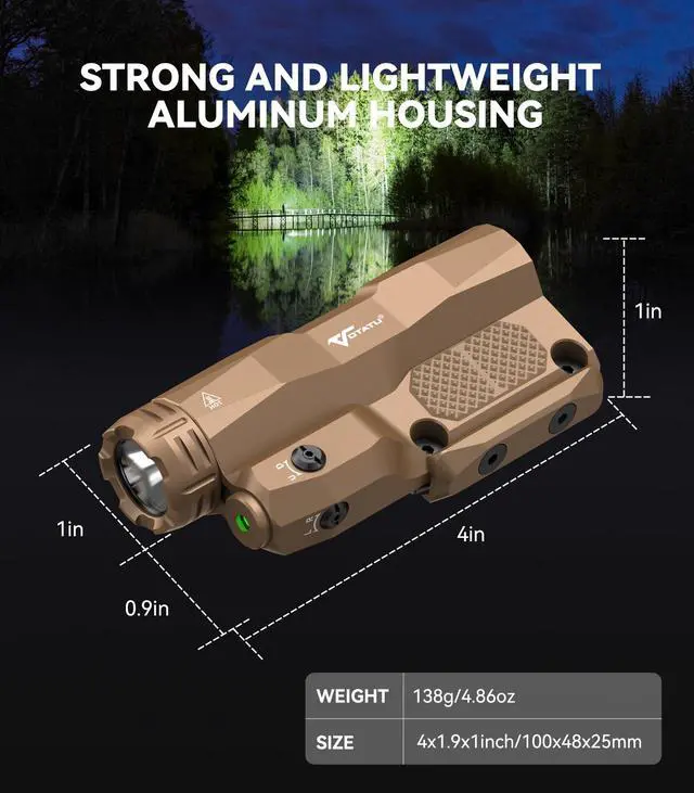 Alt view image 5 of 7 - M6L-G Picatinny/Mlok Flashlight Laser Combo Built-in Touch Pad Switch, Max 2400 Lumens LED Light and Green Laser with Tactical Strobe Mode, USB Magnetic Rechargeable