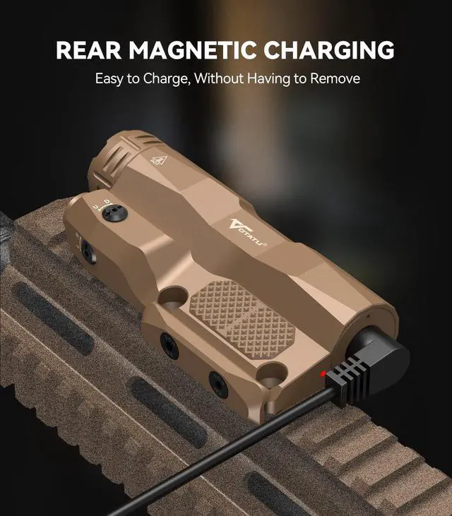 Alt view image 6 of 7 - M6L-G Picatinny/Mlok Flashlight Laser Combo Built-in Touch Pad Switch, Max 2400 Lumens LED Light and Green Laser with Tactical Strobe Mode, USB Magnetic Rechargeable