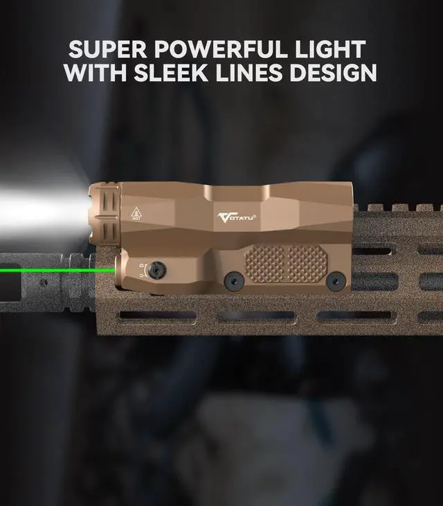 Alt view image 7 of 7 - M6L-G Picatinny/Mlok Flashlight Laser Combo Built-in Touch Pad Switch, Max 2400 Lumens LED Light and Green Laser with Tactical Strobe Mode, USB Magnetic Rechargeable