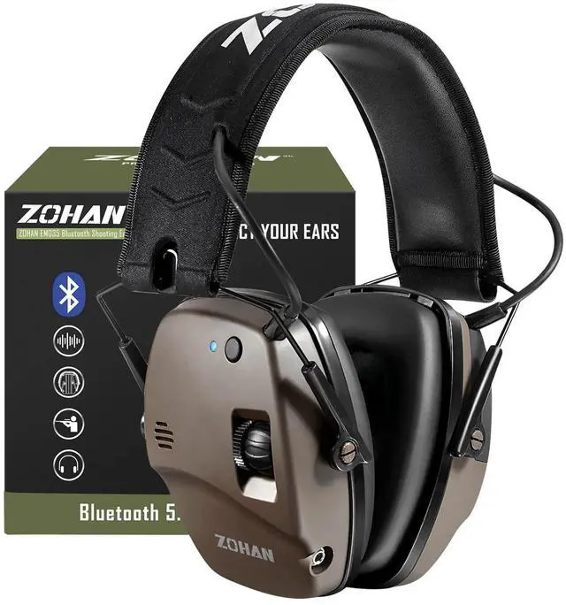 Main image of 035 Bluetooth 6.0 Shooting Ear Protection Earmuff, Active Noise Canceling, Hearing Protection with Sound Amplification (Brown Bluetooth)