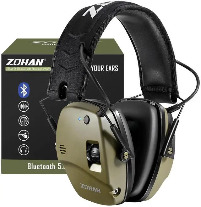 Main image of 035 Bluetooth 6.0 Shooting Ear Protection Earmuff, Active Noise Canceling, Hearing Protection with Sound Amplification (Green Bluetooth)