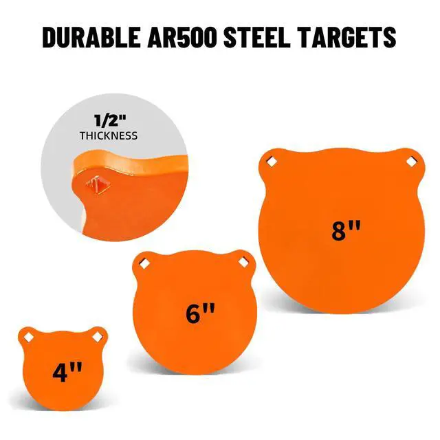 Alt view image 2 of 7 - AR500 Steel Shooting Targets Combo Metal Gong Silhouette Targets for Shooting Range Outdoor