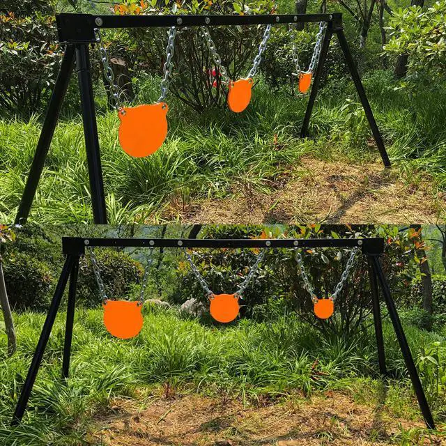 Alt view image 4 of 7 - AR500 Steel Shooting Targets Combo Metal Gong Silhouette Targets for Shooting Range Outdoor