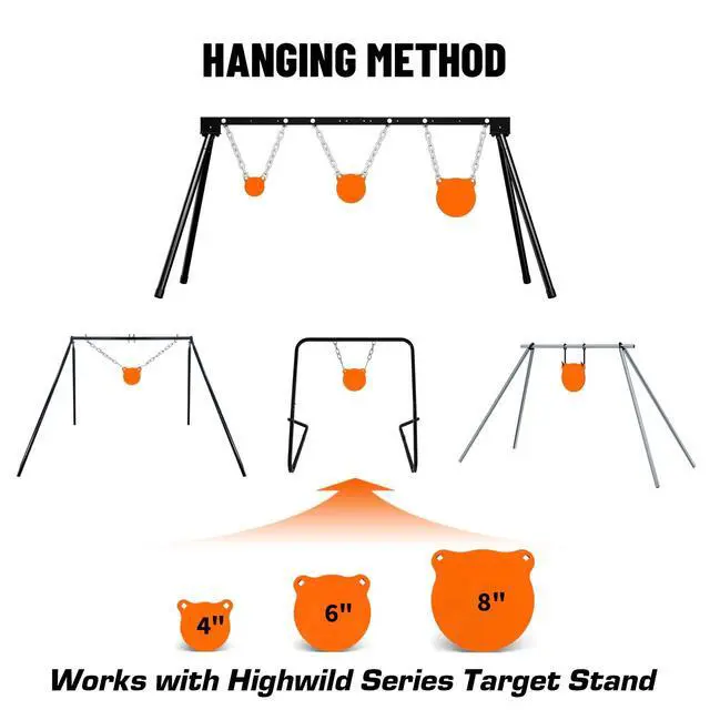 Alt view image 5 of 7 - AR500 Steel Shooting Targets Combo Metal Gong Silhouette Targets for Shooting Range Outdoor