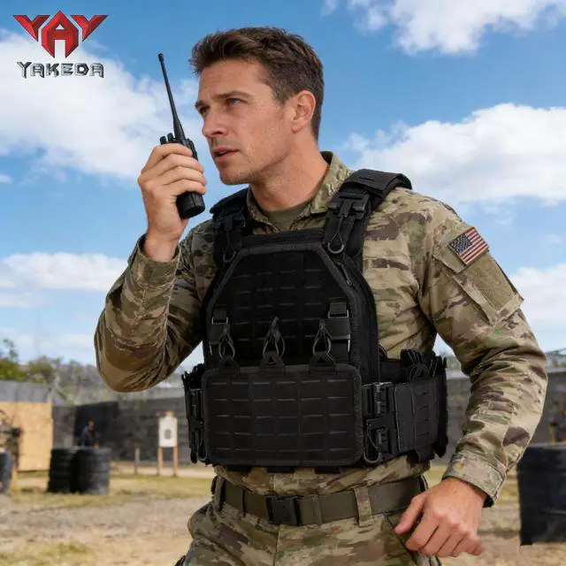 Alt view image 7 of 7 - YAKEDA Tactical Outdoor Vest for Men /1000D Nylon Quick Release Laser-Cutting Modular Lightweight Vest
