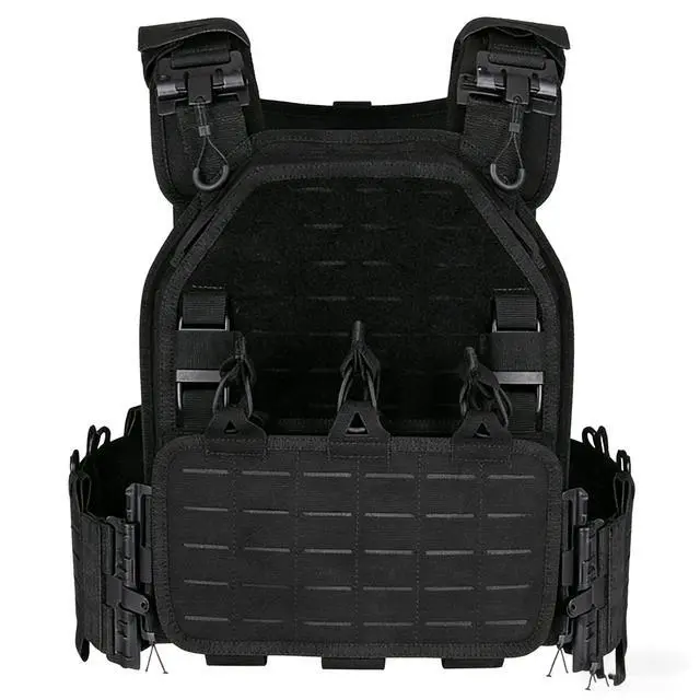 Alt view image 2 of 7 - YAKEDA Tactical Outdoor Vest for Men /1000D Nylon Quick Release Laser-Cutting Modular Lightweight Vest