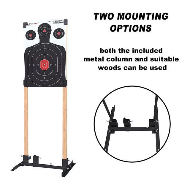 Alt view image 7 of 7 - Shooting Target Stand with 10pcs 17x25 Inch Paper Targets, Durable Paper Target Holder with Stable Adjustable Base for Cardboard Silhouette, H Shape, USPSA/IPSC, IDPA Practice
