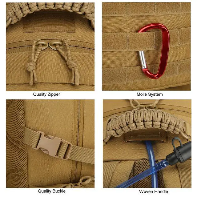 Alt view image 7 of 7 - 30L Military Tactical Backpack for Men 3 day Assault Pack Molle Daypack Army Hiking Rucksack (Khaki)