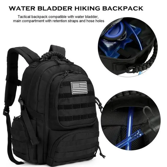 Alt view image 4 of 7 - 30L Military Tactical Backpack for Men 3 day Assault Pack Molle Daypack Army Hiking Rucksack (Black)