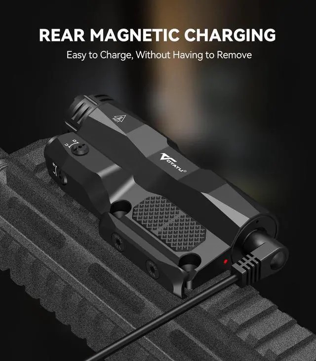 Alt view image 6 of 7 - M6L-G Picatinny/Mlok Flashlight Laser Combo Built-in Touch Pad Switch, Max 2400 Lumens LED Light and Green Laser with Tactical Strobe Mode, USB Magnetic Rechargeable