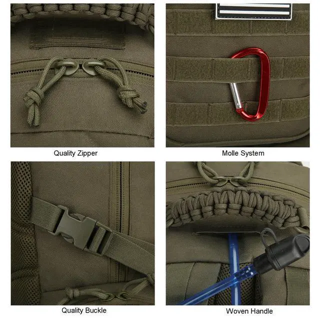 Alt view image 7 of 7 - 30L Military Tactical Backpack for Men 3 day Assault Pack Molle Daypack Army Hiking Rucksack (Army Green)