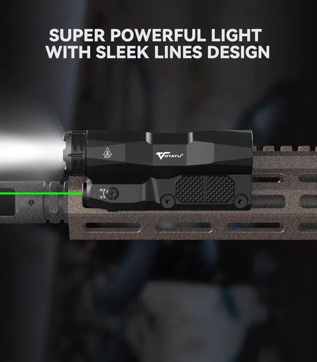 Alt view image 7 of 7 - M6L-G Picatinny/Mlok Flashlight Laser Combo Built-in Touch Pad Switch, Max 2400 Lumens LED Light and Green Laser with Tactical Strobe Mode, USB Magnetic Rechargeable