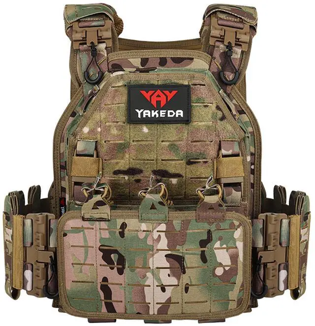 Main image of YAKEDA Tactical Outdoor Vest for Men /1000D Nylon Quick Release Laser-Cutting Modular Lightweight Vest