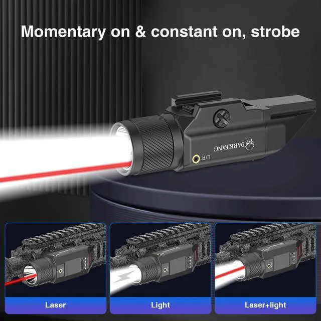 Alt view image 7 of 7 - Compact Red Laser Light Combo 1500 Lumen for Shotgun/Rifle Light | Momentary/Strobe Function for 1913 Picatinny Rail