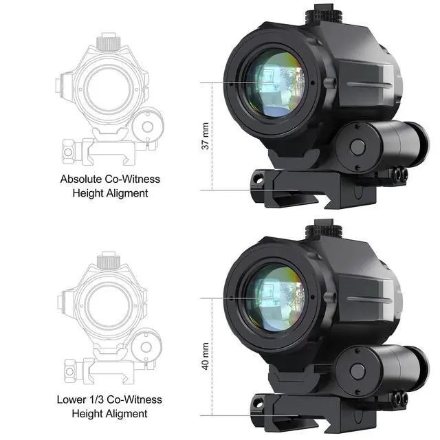 Alt view image 4 of 7 - M40 3X Red Dot Magnifier with Flip to Side Mount, Focus Adjustment, Windage & Elevation Adjustable, 37/40MM Height