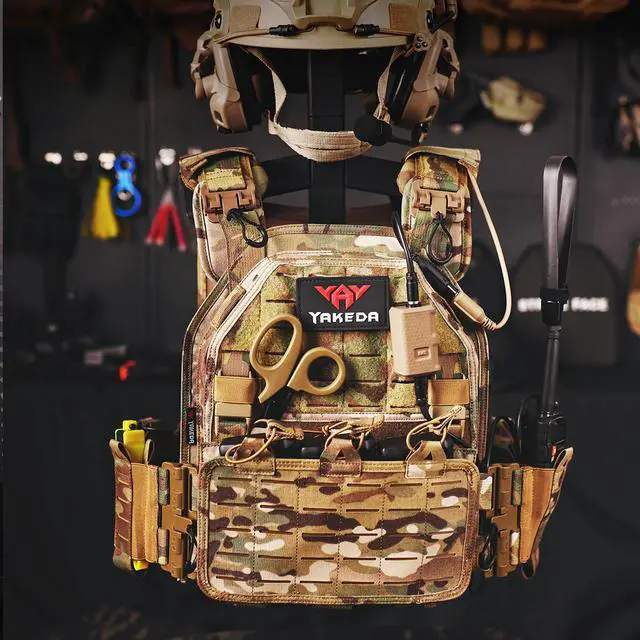 Alt view image 4 of 6 - YAKEDA Tactical Outdoor Vest for Men /1000D Nylon Quick Release Laser-Cutting Modular Lightweight Vest